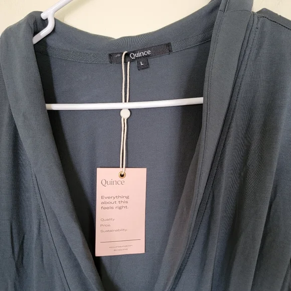 NWT Quince Tencel Jersey Midi Wrap Dress Gray Size Large - Picture 6 of 10